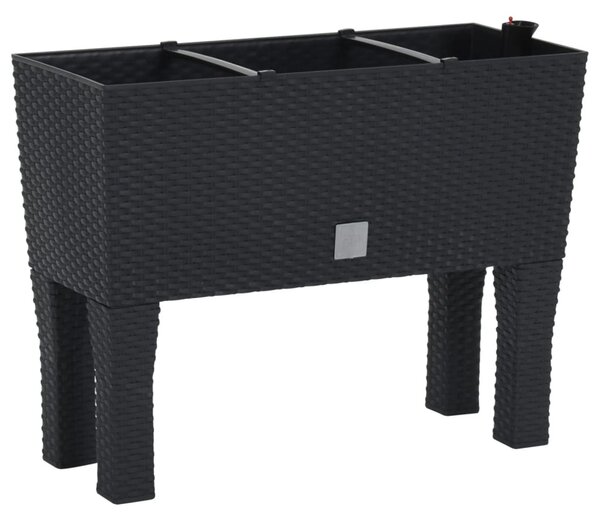 Antracitszürke polipropilén rattan kerti magaságyás 60x25x46 cm