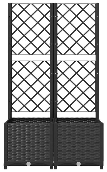 Fekete kerti virágláda ráccsal 80 x 40 x 136 cm PP