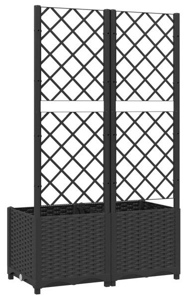 Fekete kerti virágláda ráccsal 80 x 40 x 136 cm PP
