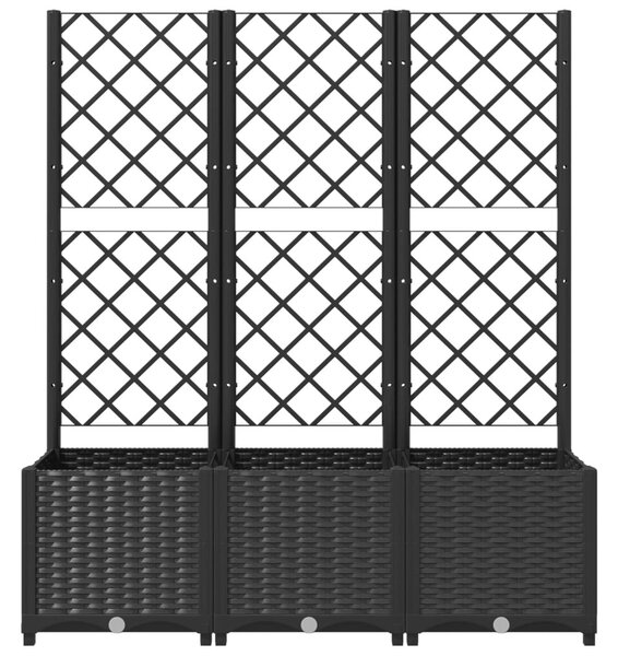 Fekete kerti virágláda ráccsal 120 x 40 x 136 cm PP