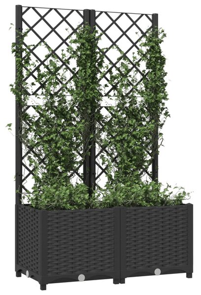 Fekete kerti virágláda ráccsal 80 x 40 x 136 cm PP