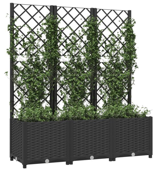Fekete kerti virágláda ráccsal 120 x 40 x 136 cm PP