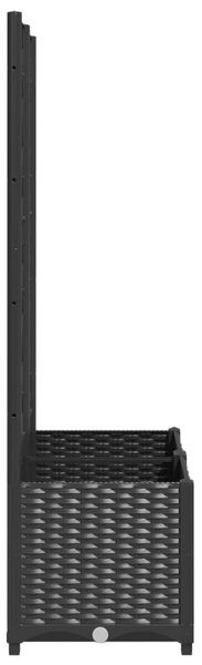 Fekete kerti virágláda ráccsal 80 x 40 x 136 cm PP