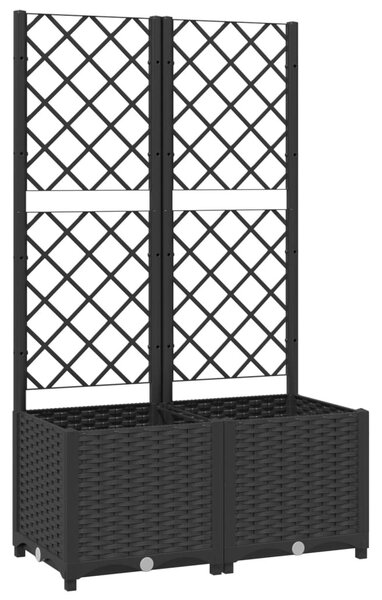 Fekete kerti virágláda ráccsal 80 x 40 x 136 cm PP