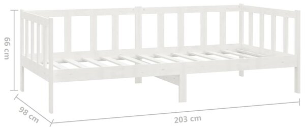 Fehér tömör fenyőfa dívány fiókokkal 90 x 200 cm