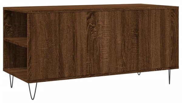 Barna tölgyszínű szerelt fa dohányzóasztal 102 x 44,5 x 50 cm