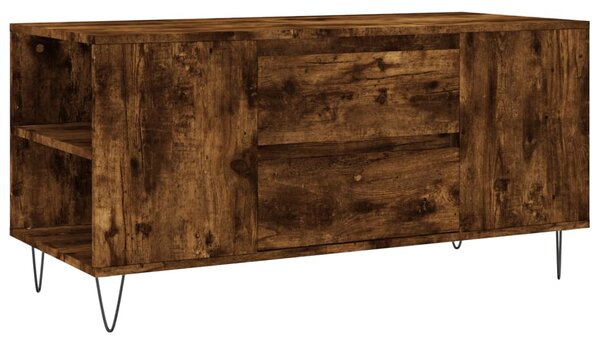 Füstös tölgy színű szerelt fa dohányzóasztal 102x44,5x50 cm