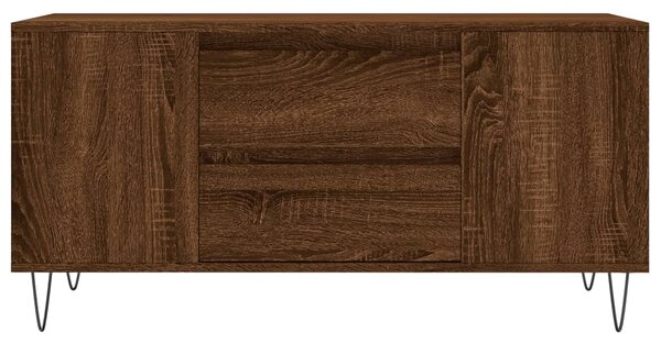 Barna tölgyszínű szerelt fa dohányzóasztal 102 x 44,5 x 50 cm