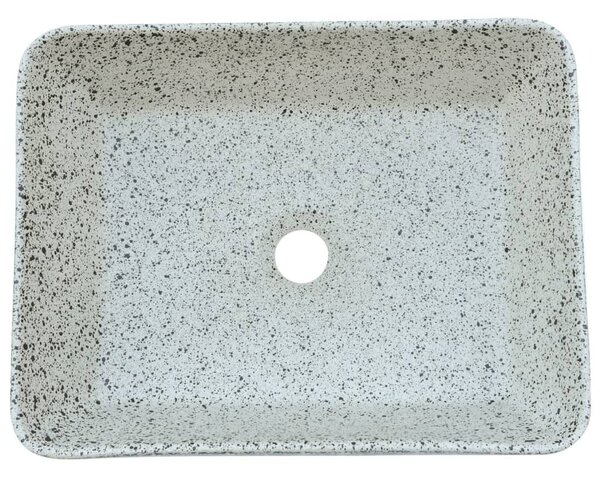 Szürke és kék kerámia négyszögletes asztali mosdó 46x35,5x13 cm