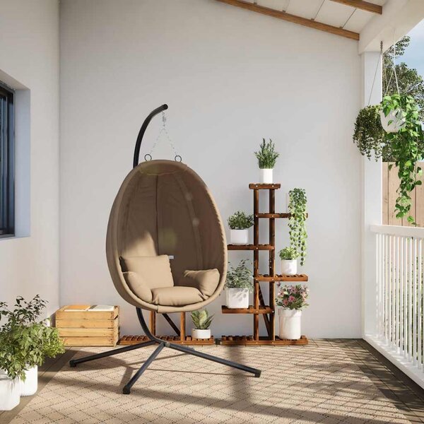 VidaXL tópszínű rattan és acél függő kagylószék állvánnyal