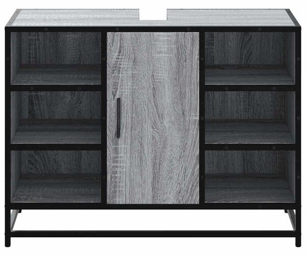 Szürke sonoma szerelt fa fürdőszobai mosdószekrény 80x33x60 cm