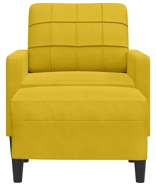 VidaXL sárga bársony kanapéfotel lábtartóval 60 cm