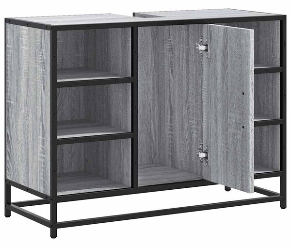 Szürke sonoma szerelt fa fürdőszobai mosdószekrény 80x33x60 cm