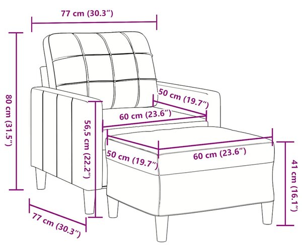 VidaXL sárga bársony kanapéfotel lábtartóval 60 cm