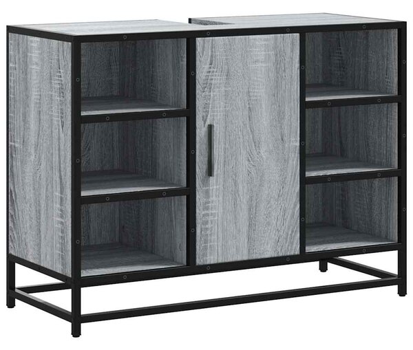 Szürke sonoma szerelt fa fürdőszobai mosdószekrény 80x33x60 cm