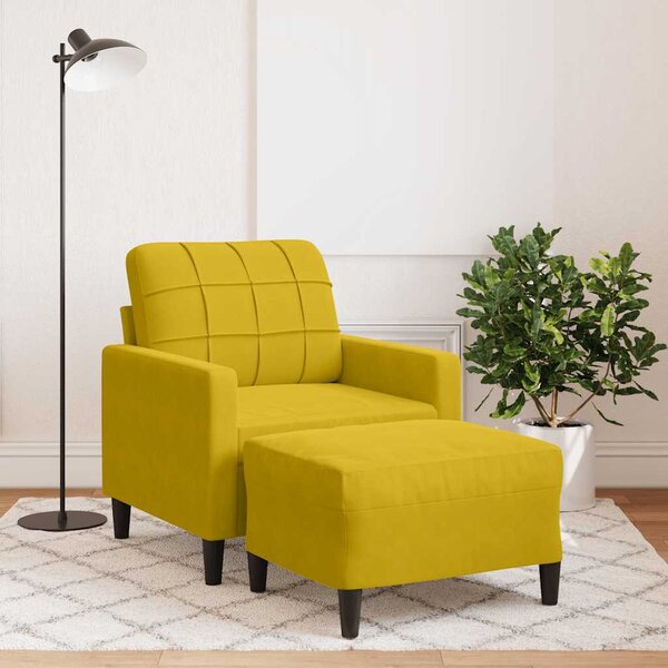 VidaXL sárga bársony kanapéfotel lábtartóval 60 cm
