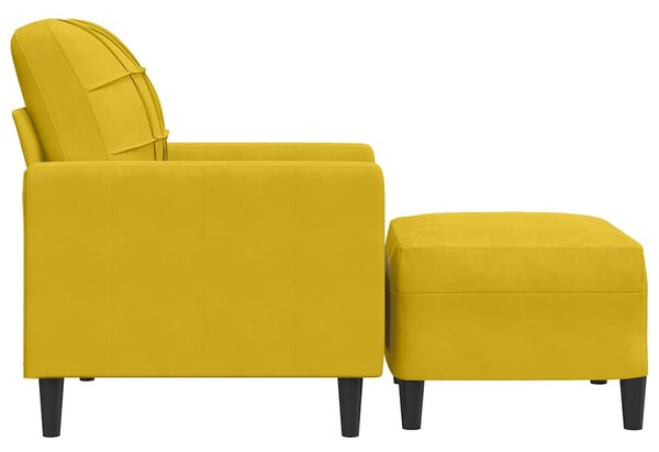 VidaXL sárga bársony kanapéfotel lábtartóval 60 cm