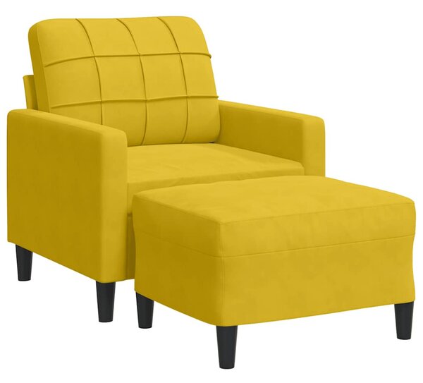 VidaXL sárga bársony kanapéfotel lábtartóval 60 cm