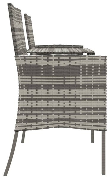 Kétszemélyes antracitszürke polyrattan kanapé teázóasztallal
