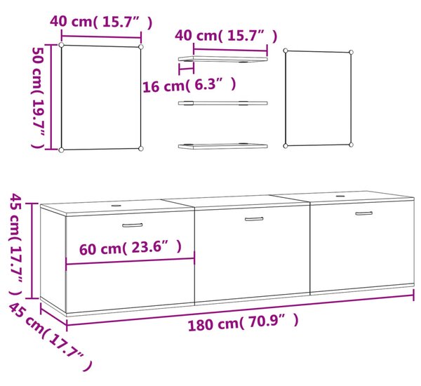 6 db tölgyfa fürdőszobabútor-szett