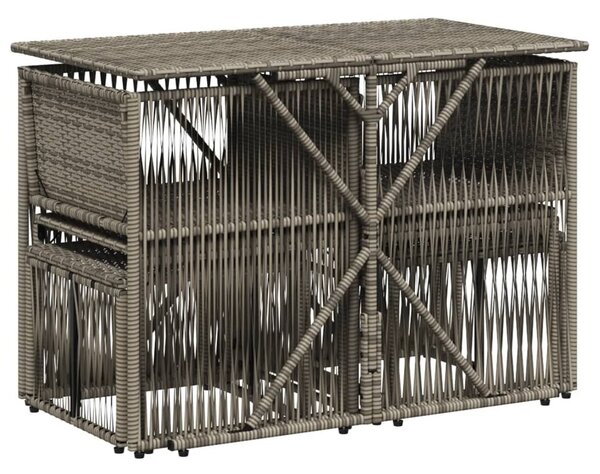 VidaXL 7 db szürke polyrattan kerti étkezőgarnitúra párnákkal