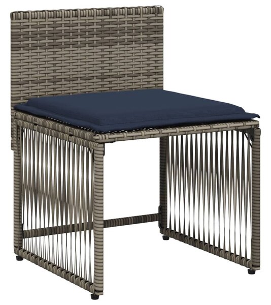 VidaXL 7 db szürke polyrattan kerti étkezőgarnitúra párnákkal