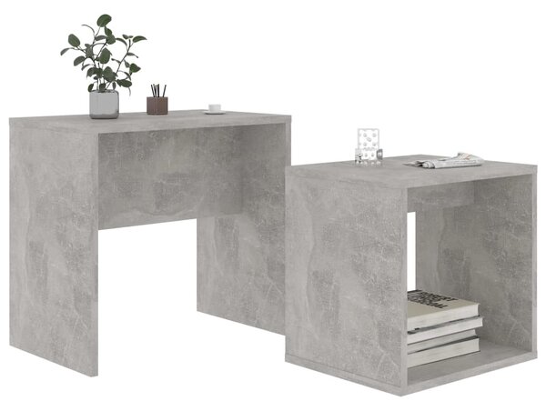 Betonszürke szerelt fa dohányzóasztal szett 48 x 30 x 45 cm