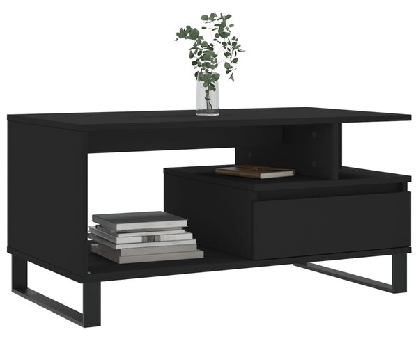 Fekete szerelt fa dohányzóasztal 90 x 49 x 45 cm