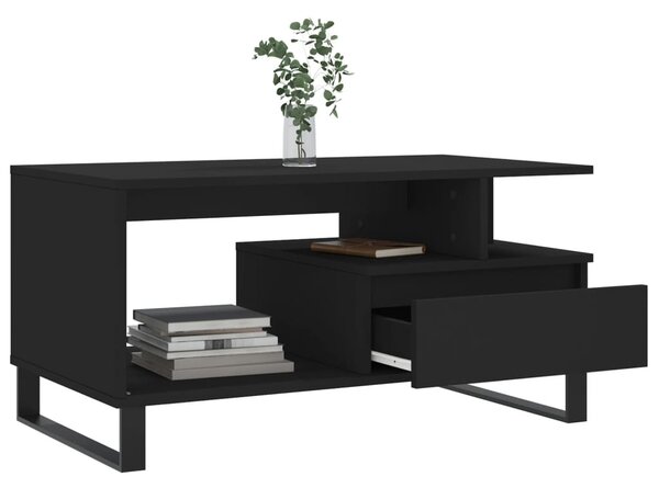Fekete szerelt fa dohányzóasztal 90 x 49 x 45 cm