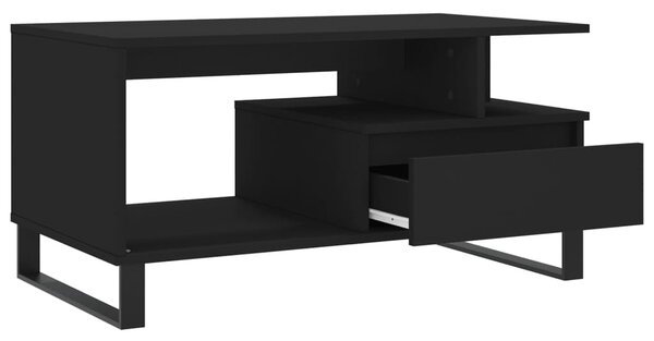 Fekete szerelt fa dohányzóasztal 90 x 49 x 45 cm