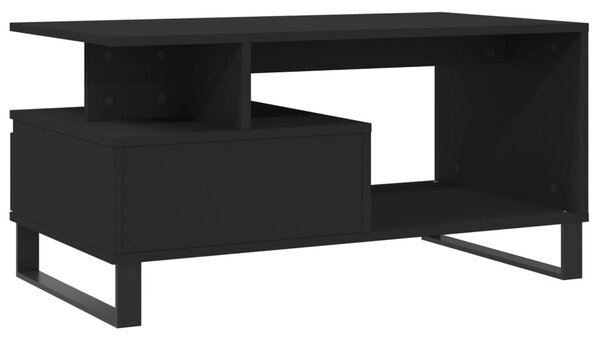 Fekete szerelt fa dohányzóasztal 90 x 49 x 45 cm