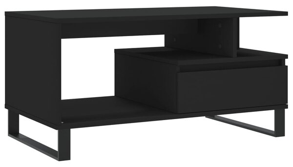 Fekete szerelt fa dohányzóasztal 90 x 49 x 45 cm