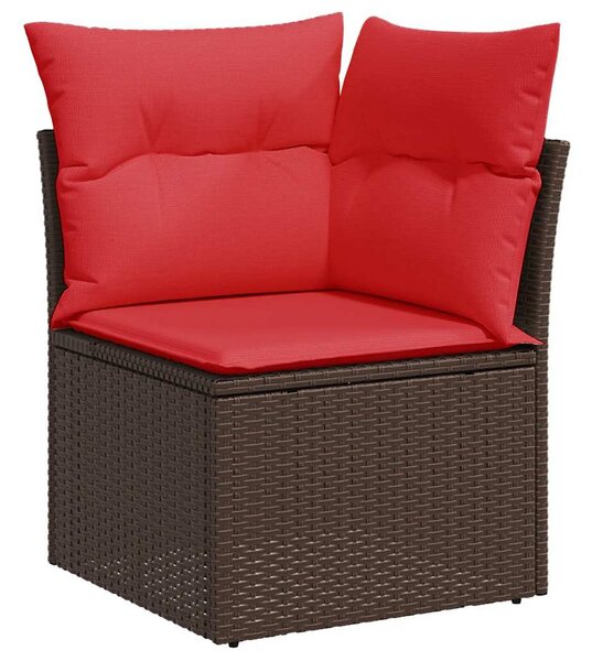 VidaXL 9 db barna polyrattan kerti kanapégarnitúra párnákkal