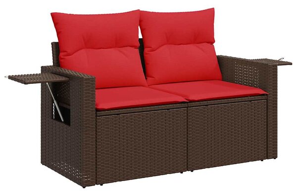 VidaXL 9 db barna polyrattan kerti kanapégarnitúra párnákkal