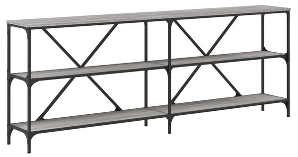Szürke sonoma szerelt fa és vas konzolasztal 200x30x75 cm