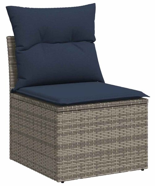 VidaXL 11 db szürke polyrattan kerti kanapégarnitúra párnákkal