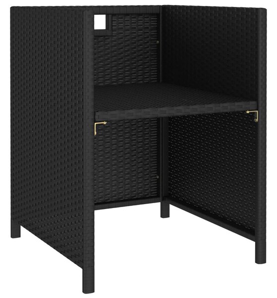 6 részes fekete polyrattan kültéri étkezőszett párnákkal