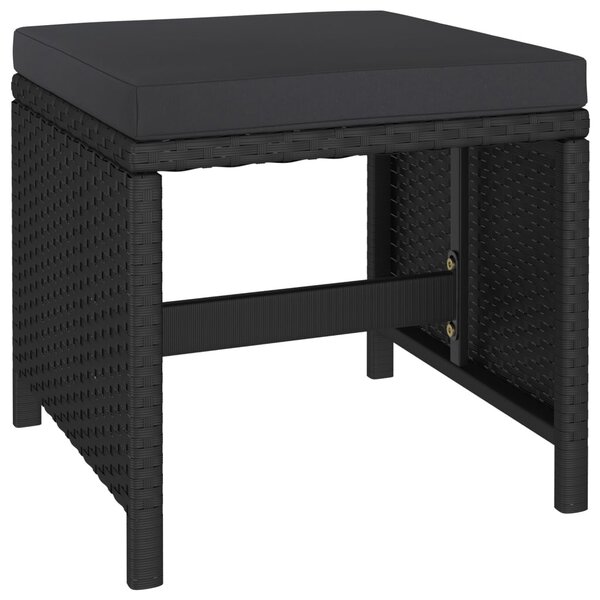 6 részes fekete polyrattan kültéri étkezőszett párnákkal