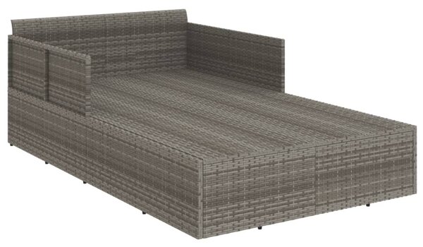 Szürke polyrattan napozóágy párnával 182 x 118 x 63 cm