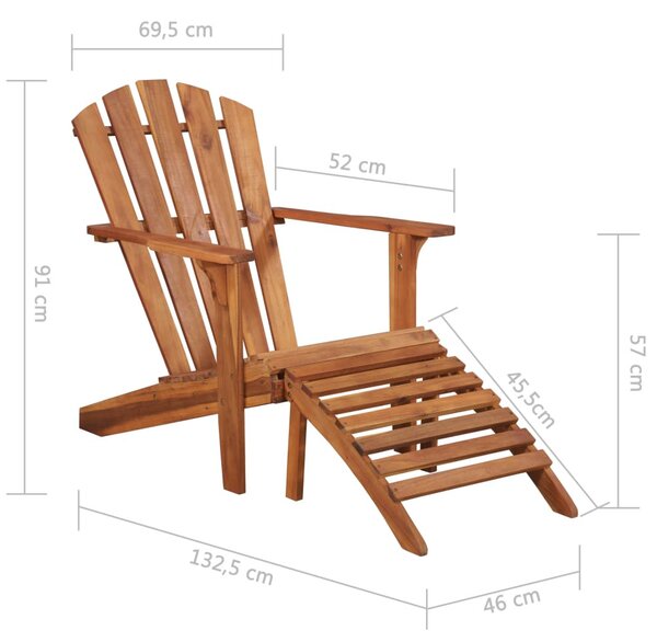 VidaXL tömör akácfa kerti Adirondack szék lábtartóval
