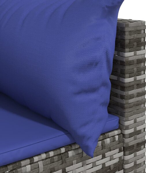2 db szürke polyrattan kerti sarokkanapé párnával