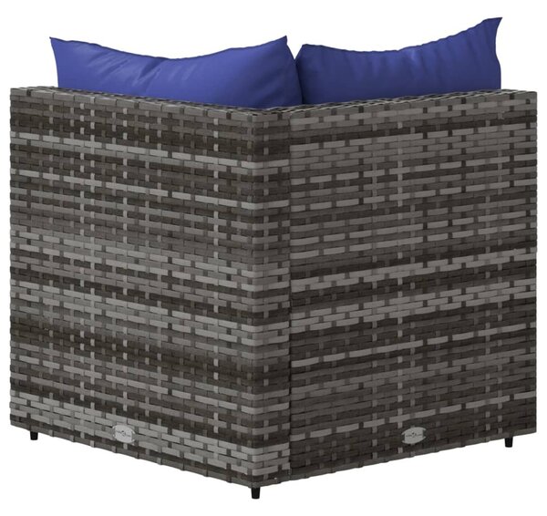 2 db szürke polyrattan kerti sarokkanapé párnával