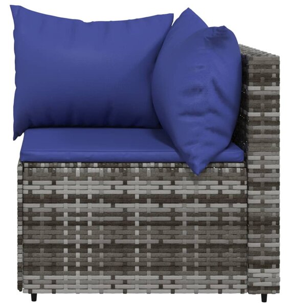 2 db szürke polyrattan kerti sarokkanapé párnával