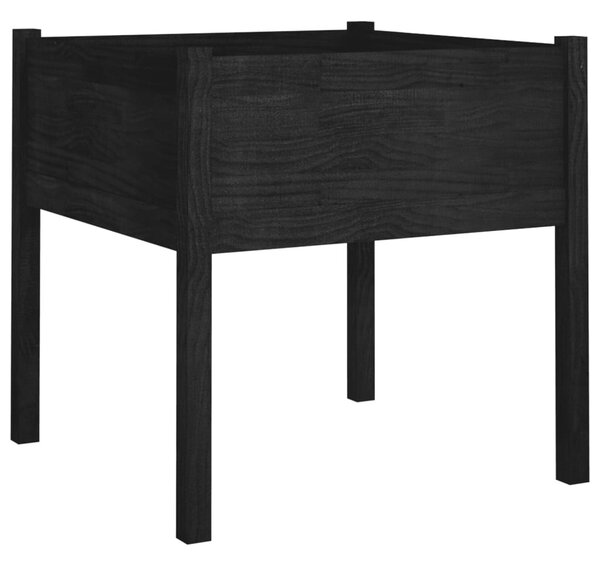 2 db fekete tömör fenyőfa kerti virágtartó 70 x 70 x 70 cm