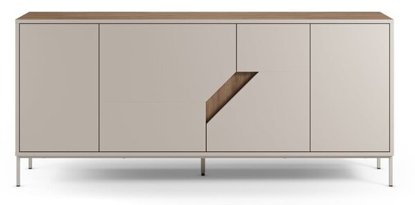 Krémszínű-natúr színű komód tölgyfa dekorral 180x80x40 cm Lilou – Marckeric