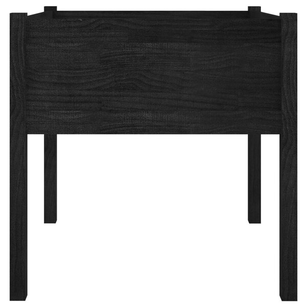 2 db fekete tömör fenyőfa kerti virágtartó 70 x 70 x 70 cm