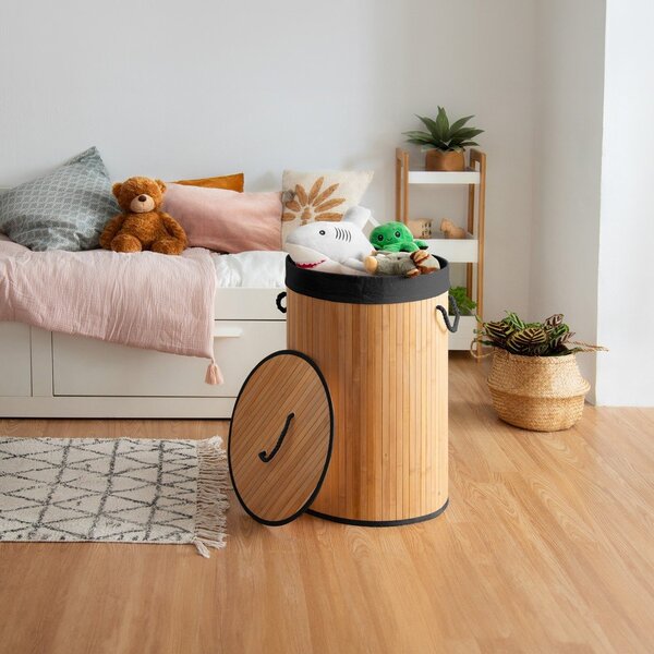 Natúr színű bambusz szennyeskosár 70 l Bamboo – Compactor