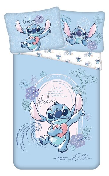 Kék egyszemélyes pamut gyerek ágyneműhuzat 140x200 cm Lilo and Stitch "Wave" – Jerry Fabrics