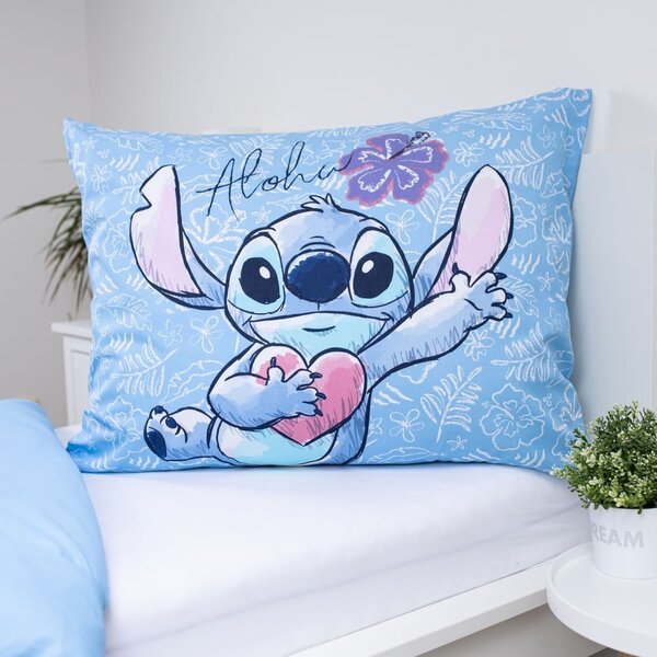 Kék egyszemélyes pamut gyerek ágyneműhuzat 140x200 cm Lilo and Stitch "Wave" – Jerry Fabrics