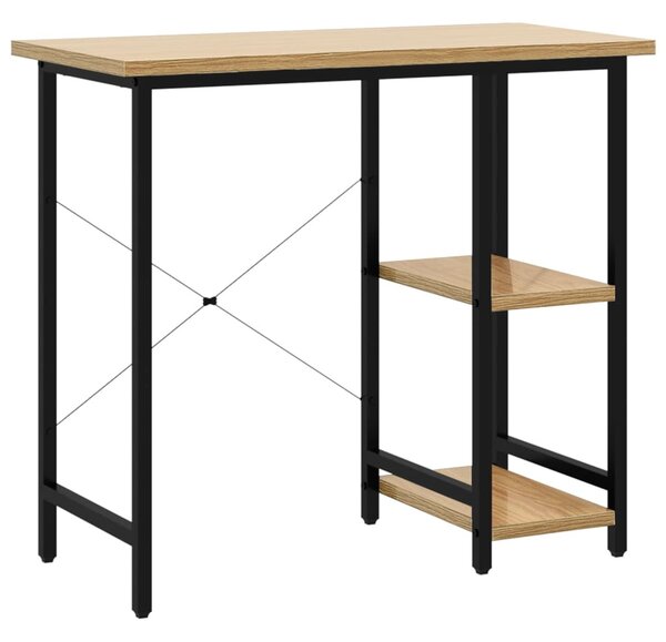 Fekete-tölgyszínű MDF és fém számítógépasztal 80 x 40 x 72 cm